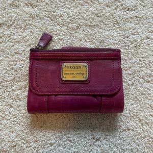 Fossil Emery Tri-Fold Wallet Pink Purple